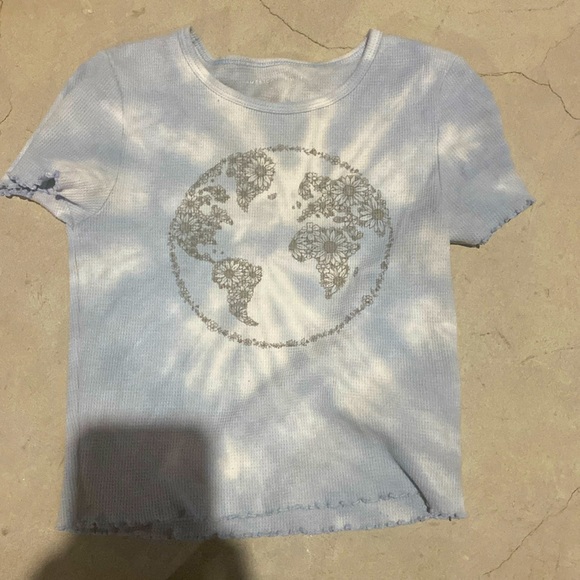 A blue and white slight tye die baby tee - Picture 1 of 1